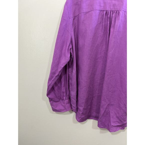 100% Linen Coastal Boho Minimalist Lagom Button Up Top 2X Prairie Safari Beach - Picture 10 of 13